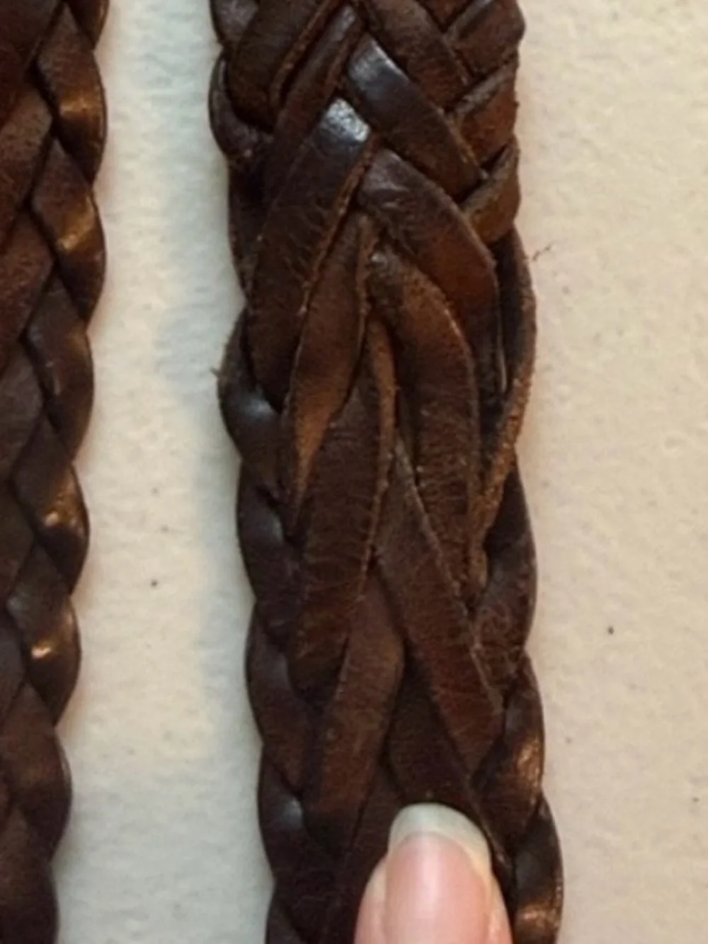 Cole Haan Women's Braided Leather Belt in Dark Brown with Gold Buckle 40 inches